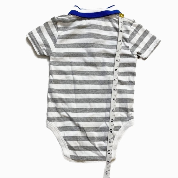 TOMMY HILFIGER Baby Striped Cotton Blend Button Onesie - 6/9M - Picture 7 of 8